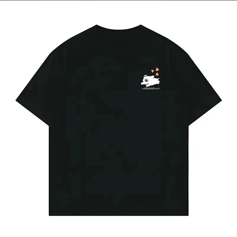 Hello Kitty Cartoon 2025 Simple Loose Cute Round Neck Casual Trend Summer Cotton Short Sleeved T-shirt Fashion Y2K Top T-shirt