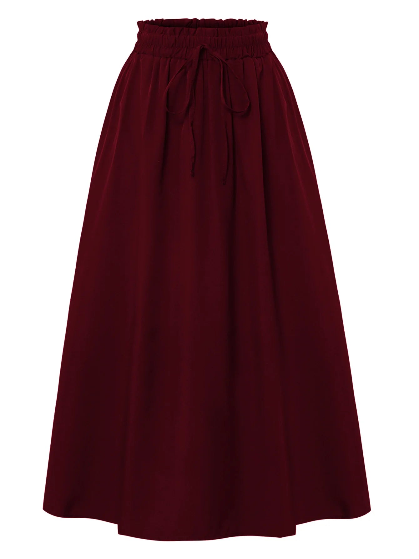 Women's Black High Waist Drawstring Maxi Skirt | A-Line Flowy Loose Fit Skirt | Casual Office Daily Wear Skirt