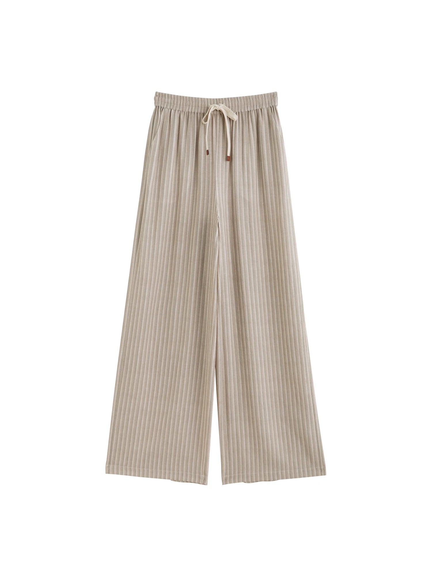 ZIQIAO 2025 Women's Elastic-Waist Wide-Leg Pants - Artistic Stripe & Fluid Drape Silhouette Casual Loose Pants 25ZQ92277