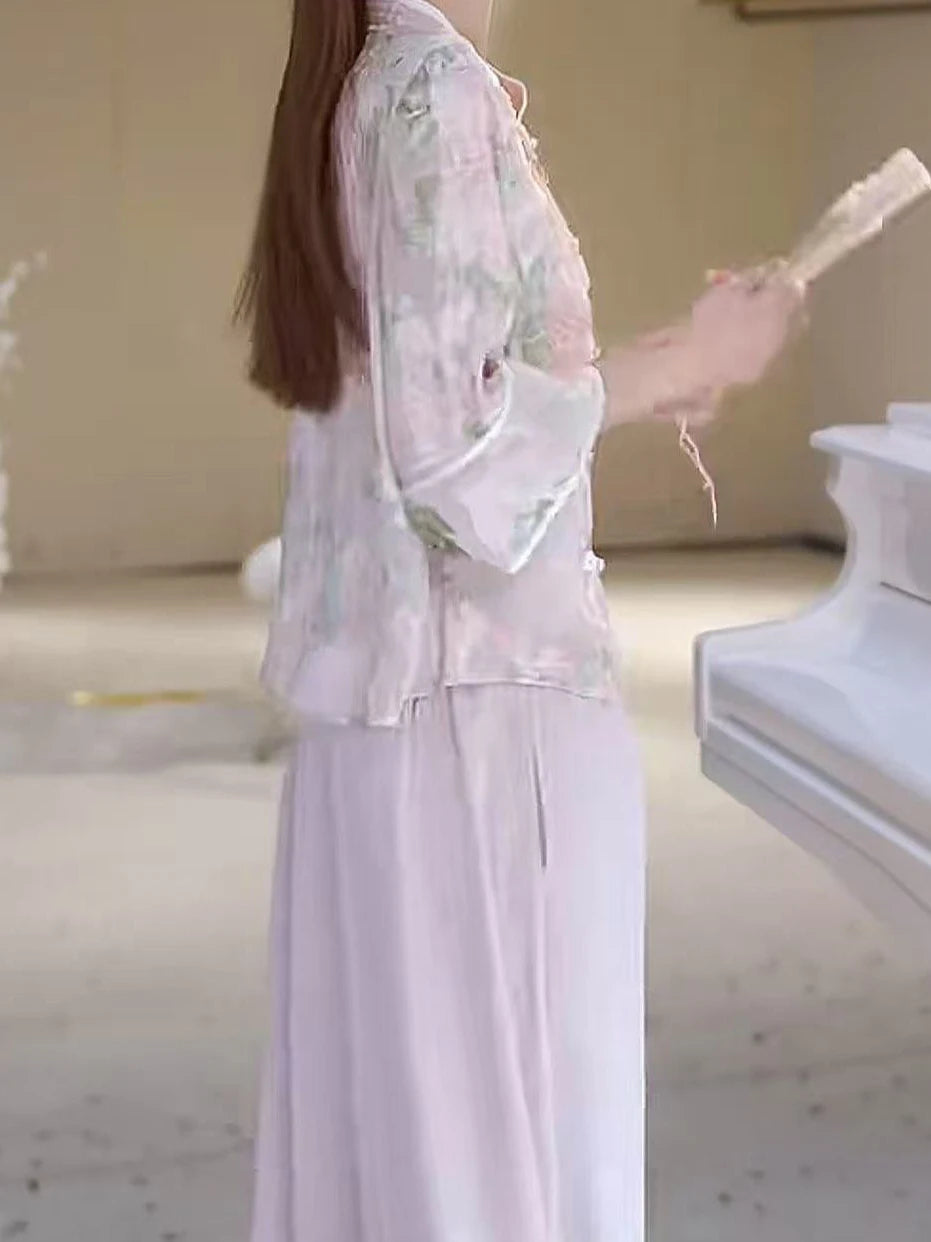 New Chinese Sle Thin awl Coat Button up irt Women Summer National Sle Sun Protection Light Veil Outerwear