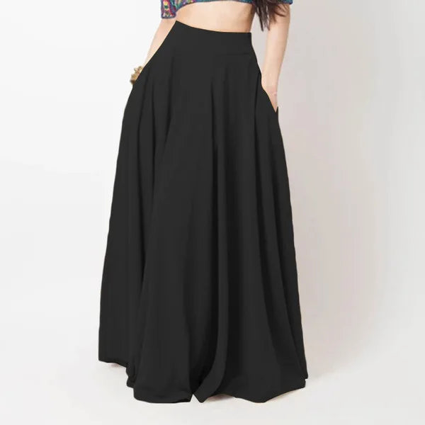 2025 Spring Women's Skirt Black Comfortable Temperament Pleated Fashion Casual Elastic Waist Red Long Skirt for Female