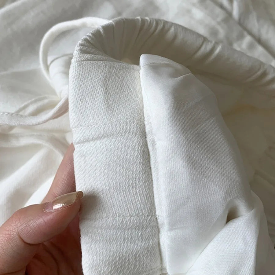 White Cotton and Linen Wide-leg Pants Women's Summer Thin Elastic Waist Versatile Casual Loose Straight Trousers Baggy Pants