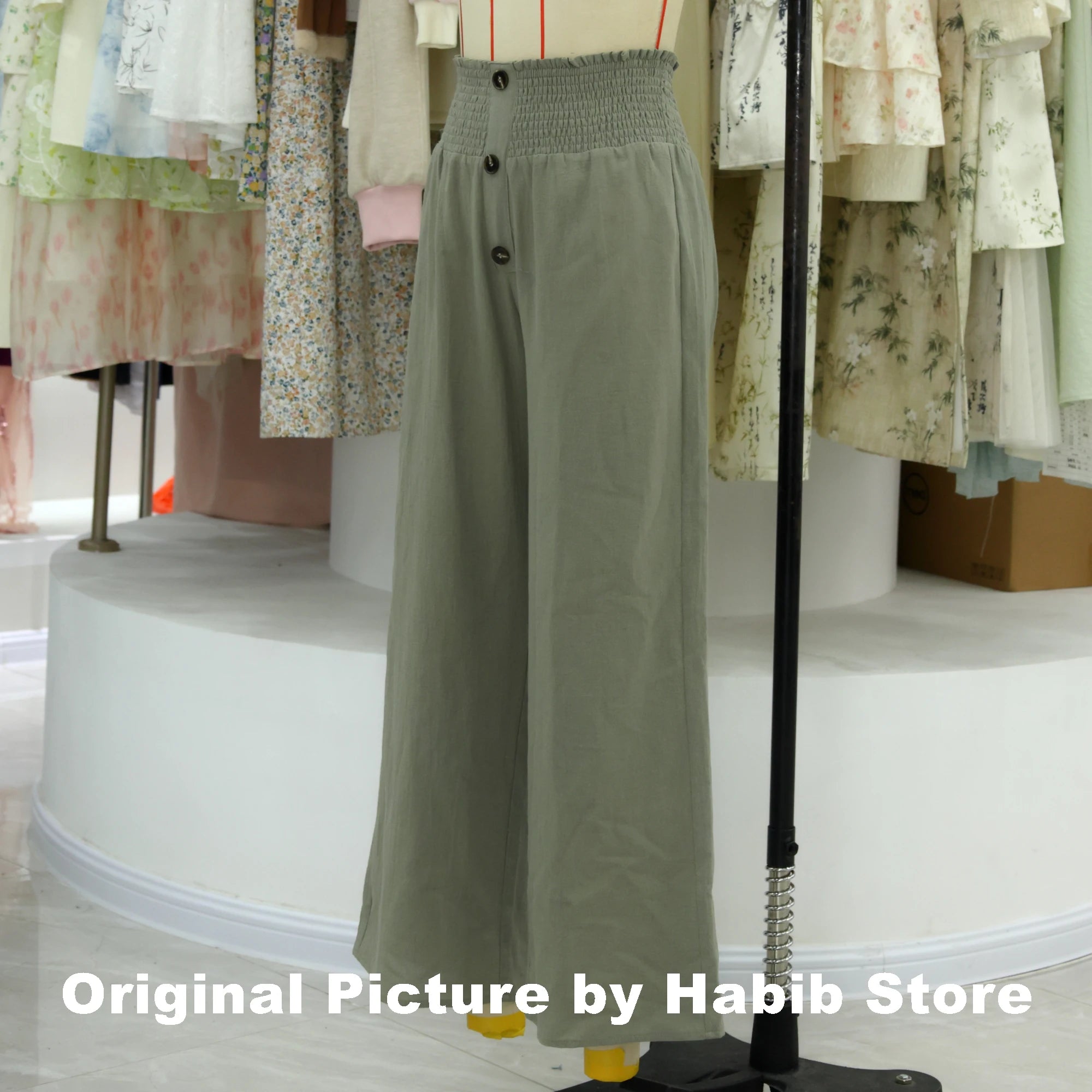 2024 Summer Cotton Linen Wide Leg Pants for Women Pants Full Length Casual Pants Female Solid Loose High Waist Straight Trousers