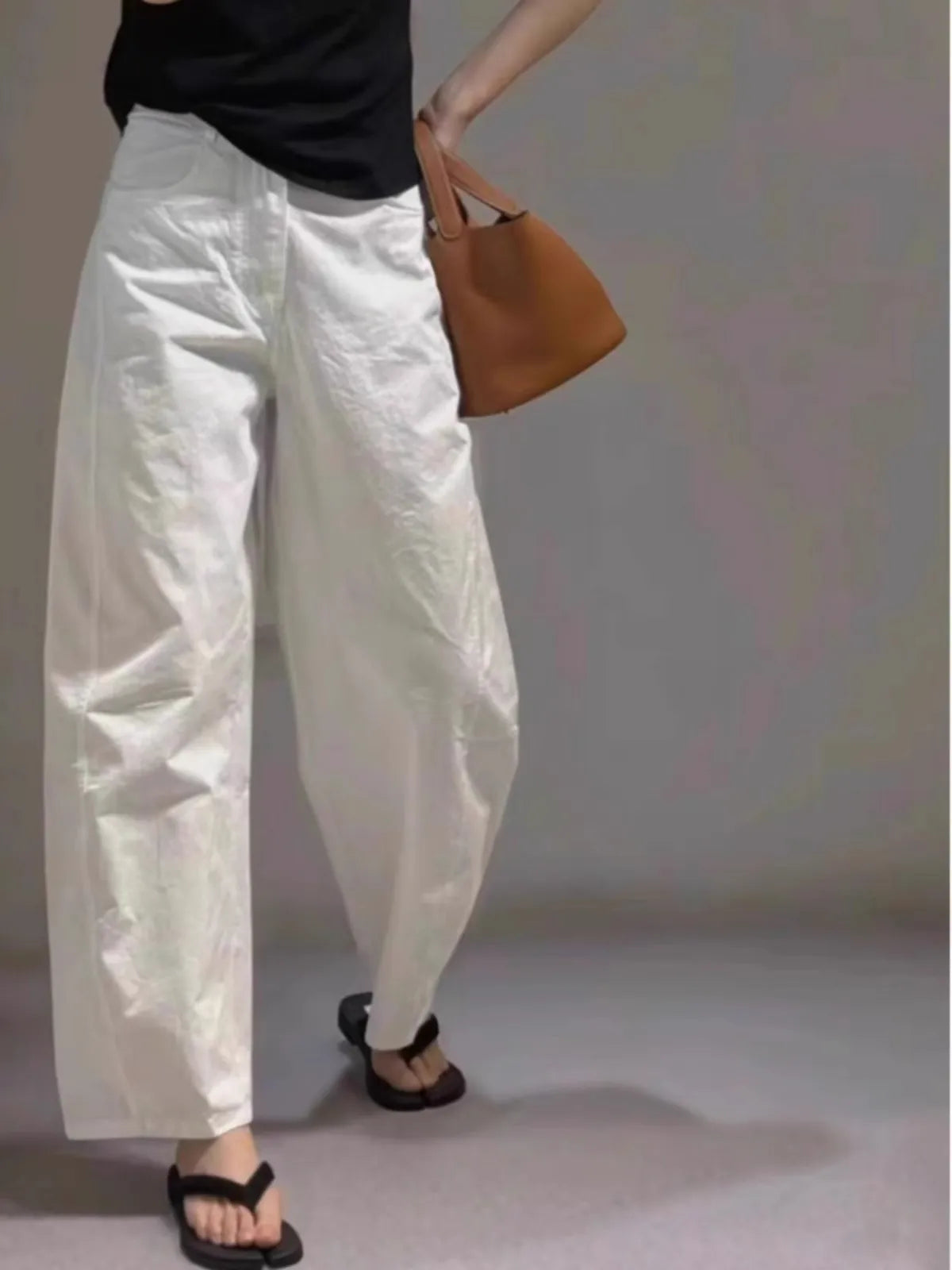 White Cotton and Linen Pants Loose Lazy Casual Pants Women's Spring and Summer Thin Straight Thin Wide-leg Pants