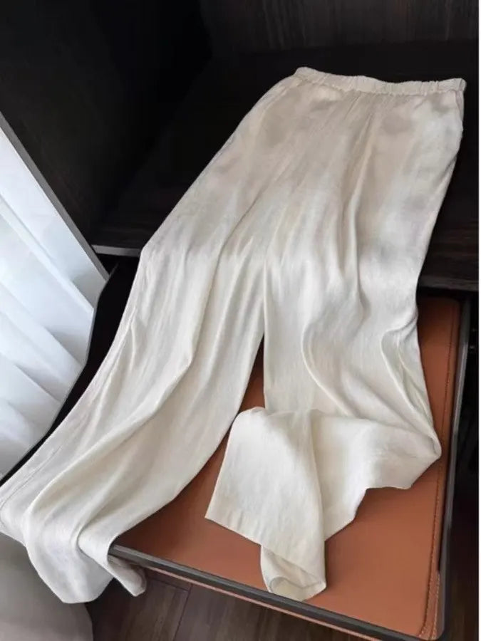 High Waist Wide Leg Cotton Linen Pants Women's Summer Thin Loose Slimming Casual Trousers Straight Cut Loose Fit