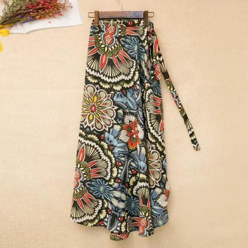 11 Colors Women's Summer High Waisted Lace-Up Sexy Wrap Midi Skirt Korean Trendy Beach Elastic Waist Solid All-Match Skirt